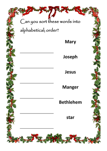 12 Christmas alphabetical order activities