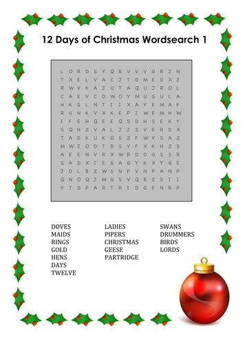 Christmas wordsearches