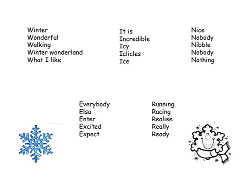 Winter Acrostic Poem Words Teaching Resources