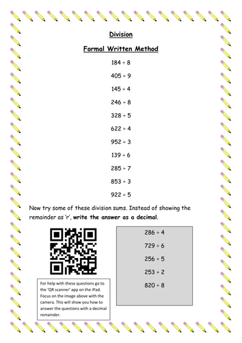 division bus stop method teaching resources