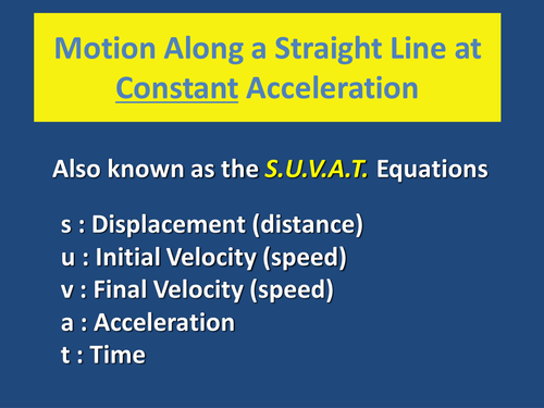 SUVAT Equations KS4 KS5