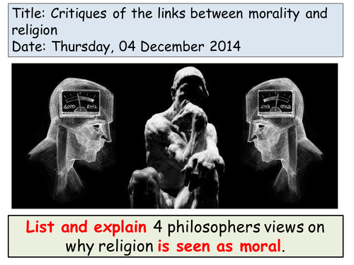 Religion and morality; Religion is moral