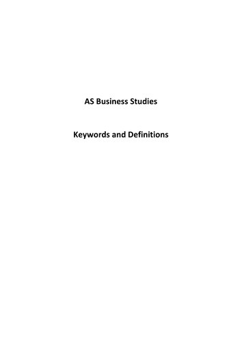 AQA BUSS1 Keyword Booklet