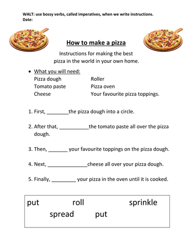 8th grade pizza assignment