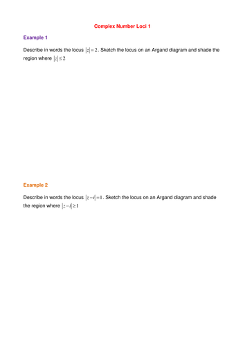 Loci in the Complex Plane Introduction