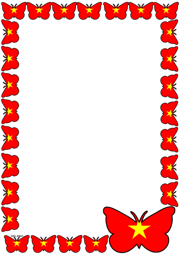 Flag of Vietnam Themed Lined paper and Pageborders