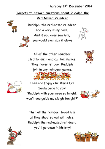 Rudolph Year 1/2 Comprehension