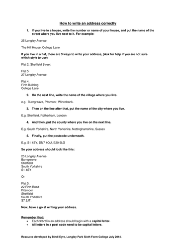 How to write home address correctly picture