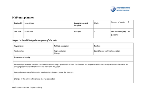 Unit plan for IB MYP | Teaching Resources