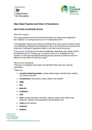 Food allergen rules