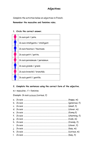 Les Adjectifs