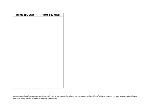 Balance Sheets Worksheets | Teaching Resources