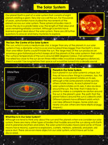 Solar System explanation | Teaching Resources