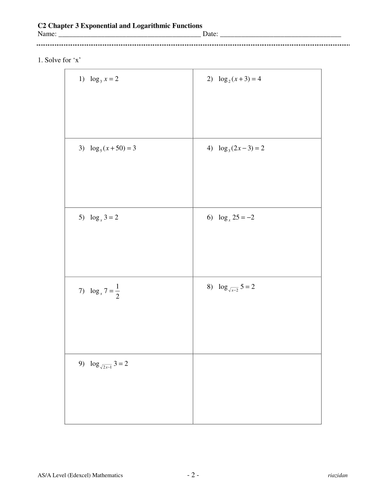 Exponential and Logarithmic Functions