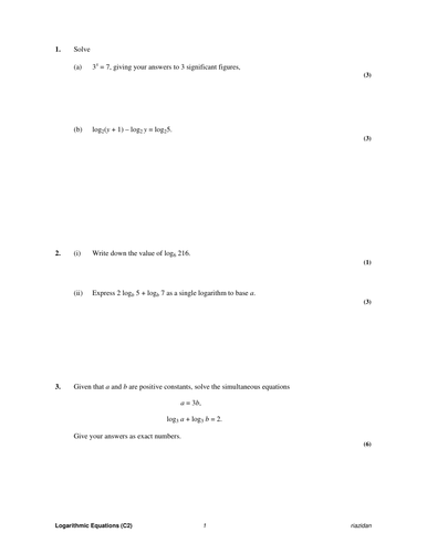 Solve Logarithmic Equations