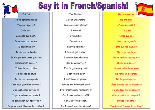 Say It In French/Spanish | Teaching Resources