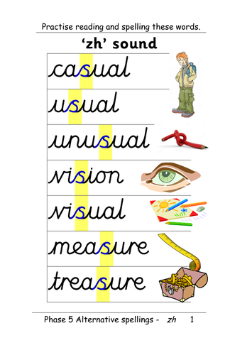 Phase 5: alternative spellings of 'zh' phoneme