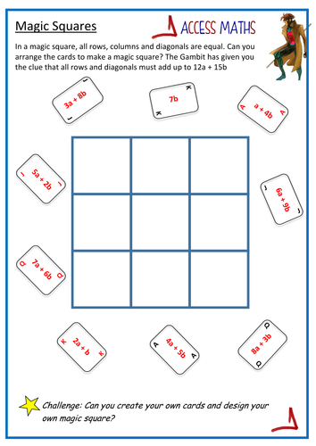 Algebra Magic Square Collecting Like Terms