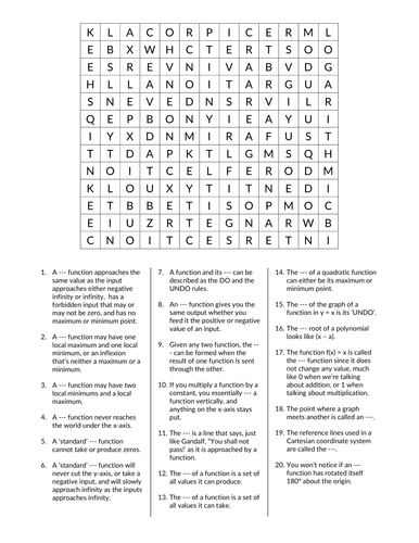 Functions Word Search