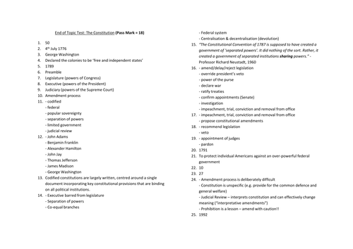 Constitution Topic - Fact Test