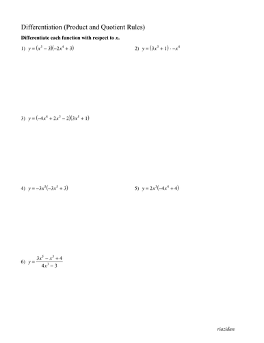 Product and Quotient Rules