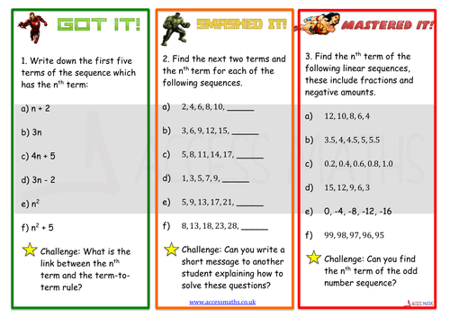 Generating Sequences and Nth Term | Teaching Resources