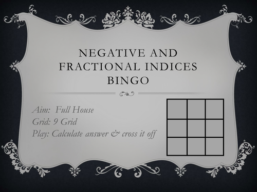 Rational Exponents Bingo (High School)