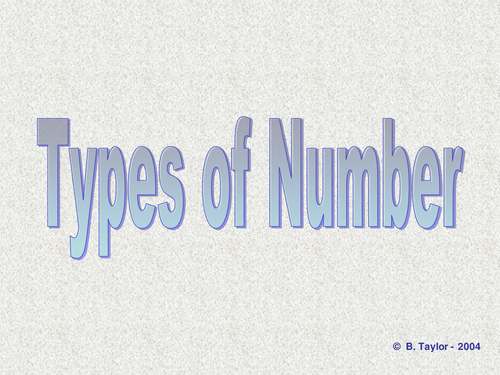 Types of Numbers - PowerPoint