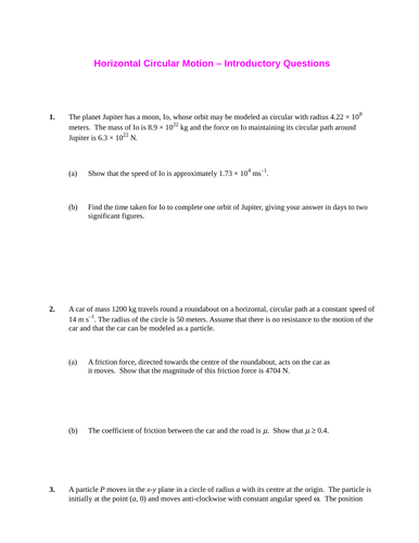 Horizontal Circular Motion