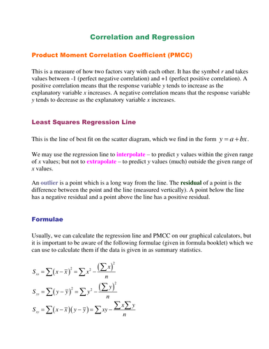 Correlation and regression