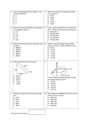 Algebra-Multiple Choice Questions