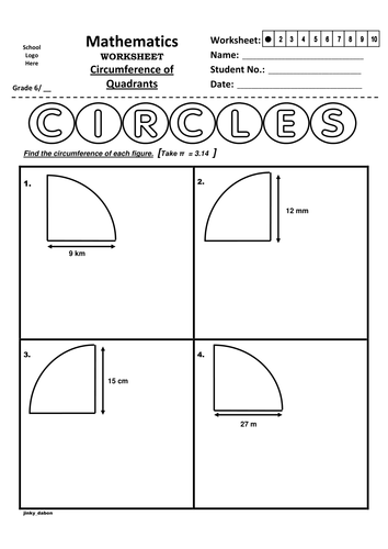Grade 6 - Circumference of Quadrants (Handout)