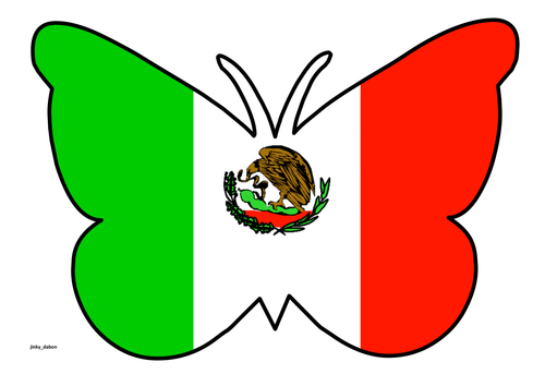 Butterfly Themed Flag of Mexico