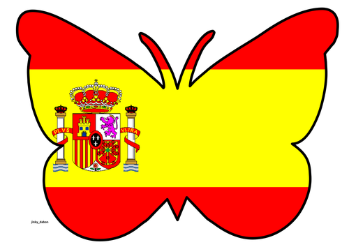 Butterfly Themed Spanish Flag