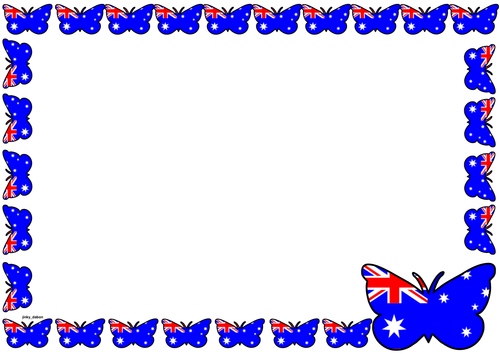 Australian Flag Themed Lined paper and Pageborders