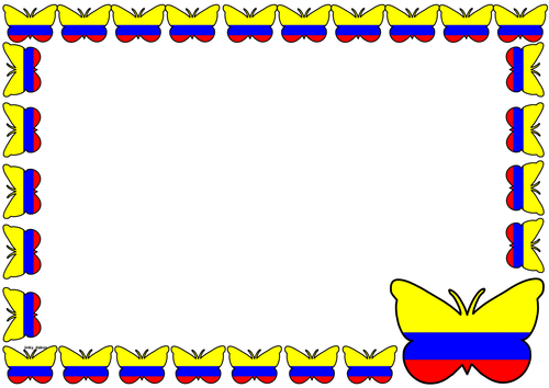 Colombia Flag Themed Lined paper and Pageborders