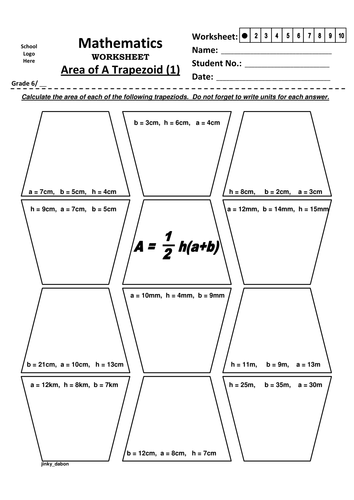 Grade 6 – Area of a Trapezoid (1-3)