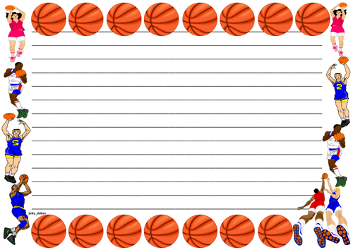 Basketball Themed Lined Paper and Pageborder