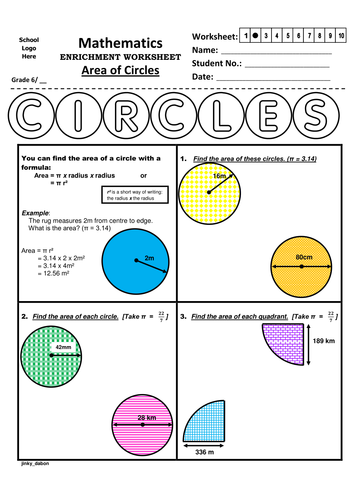 Grade 6 Area of Circles