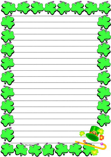 St. Patrick's Themed Lined Paper and Pageborder