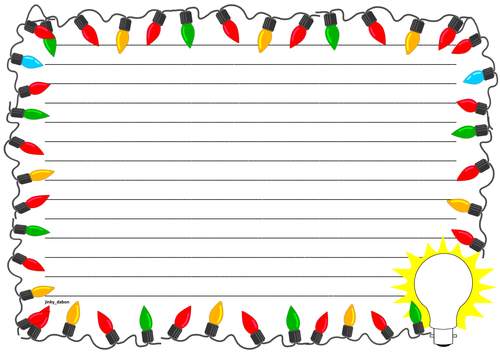 Light Bulb Themed Lined Paper and Pageborders