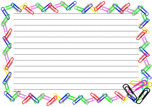 Paperclips Themed Lined Paper and Pageborders