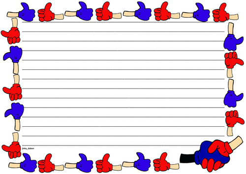 Two Thumbs Up Themed Lined Paper and Pageborders