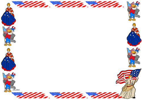 Flag Day Themed Lined Paper and Pageborders