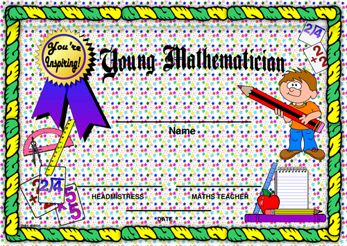 Young Mathematician Award Certificate