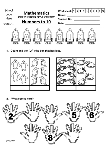 Grade 1 Numbers to 10 Worksheet 3