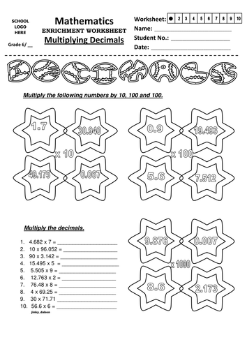 Multilplying Decimals by 10, 100 or 1000