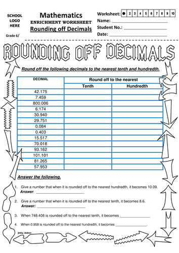 Rounding Off Decimals to Tenth and Hundredth