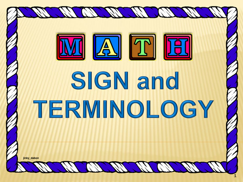 Maths Signs and Terminology