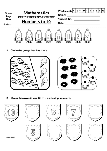 Grade 1 Numbers to 10 Worksheet (4)